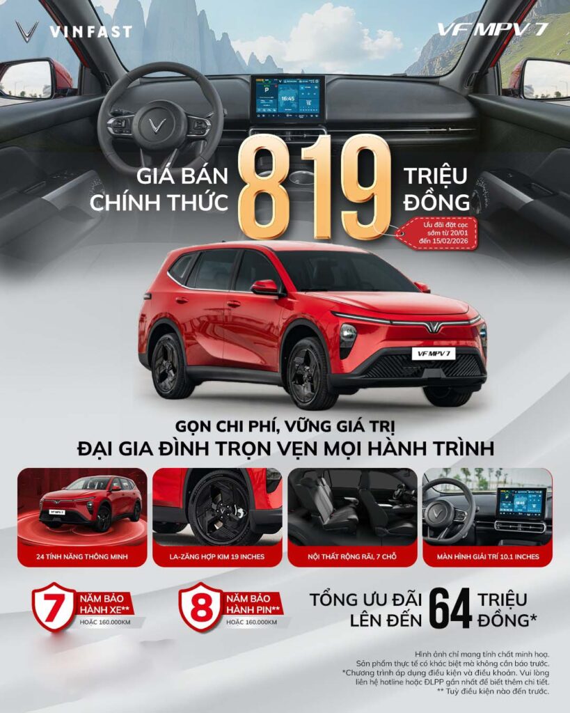 VF MPV 7 - GỌN CHI PHÍ. VỮNG GIÁ TRỊ. GIA ĐÌNH TRỌN VẸN MỌI HÀNH TRÌNH
